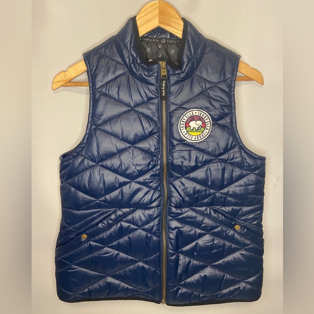 Ivory Ella Puffer Vest Navy Blue Woman’s Small